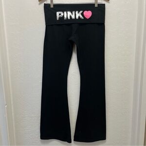 Victoria’s Secret PINK Fold Over Flare Pants Sz M Bling Sequin